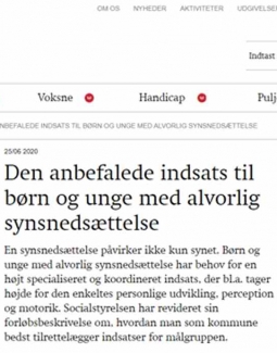 Socialstyrelsen: Den anbefalede indsats til børn og unge med alvorlig synsnedsættelse